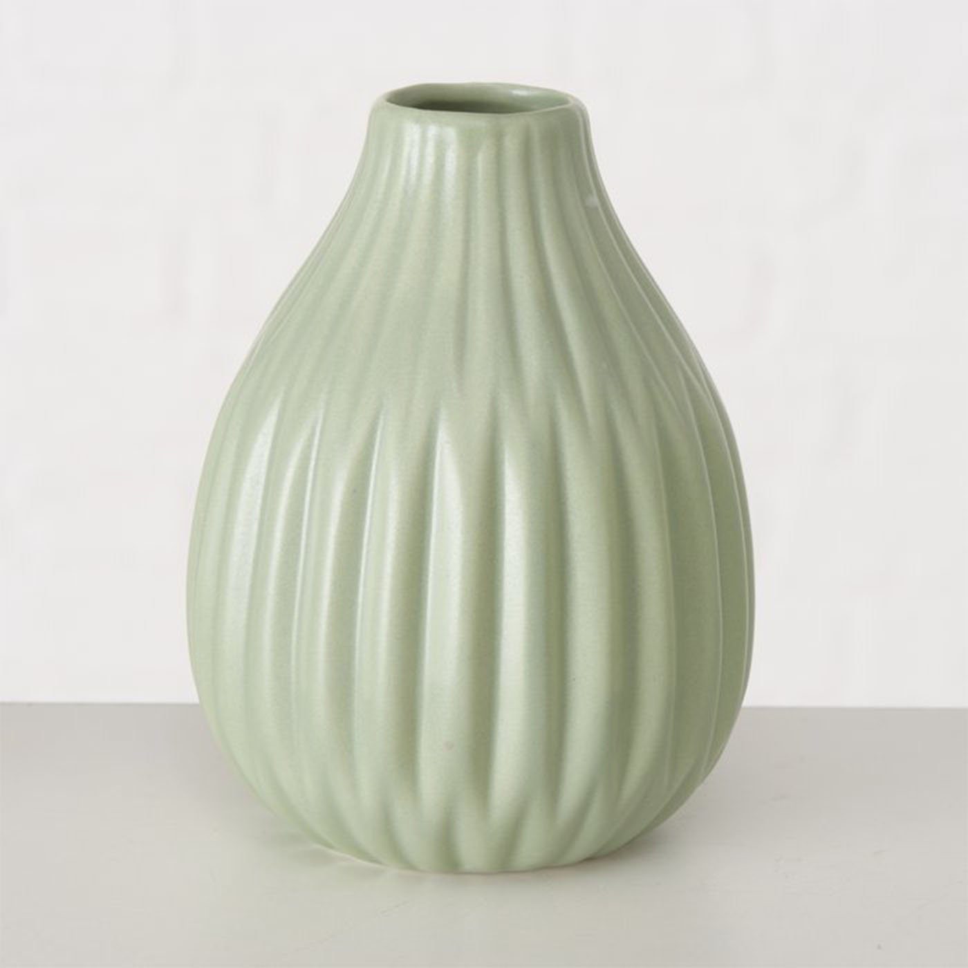 BOLTZE Mattes Set aus im Hellgrün Tischvase Keramik Vase Design Deko 2er