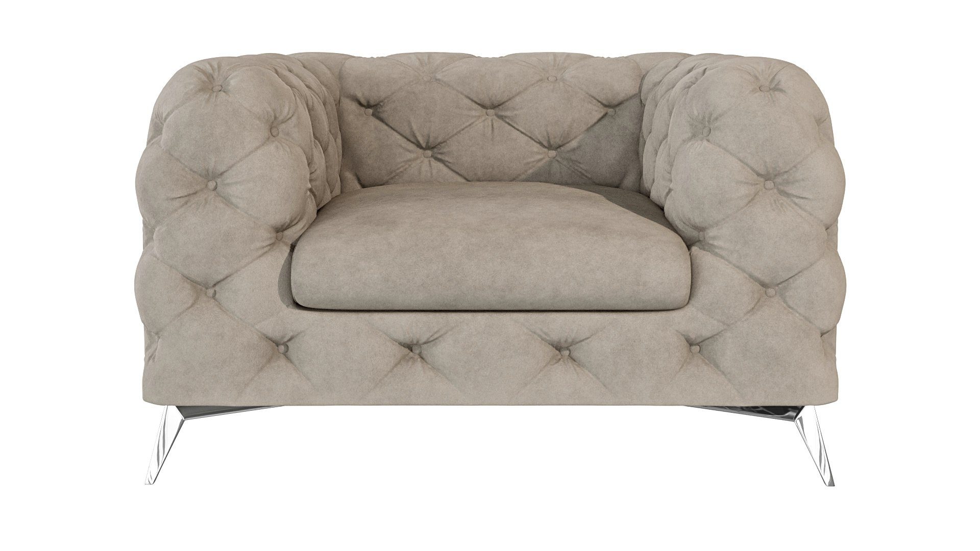 S-Style Möbel Chesterfield-Sessel Kalina mit silbernen Metall Füßen, mit Wellenfederung