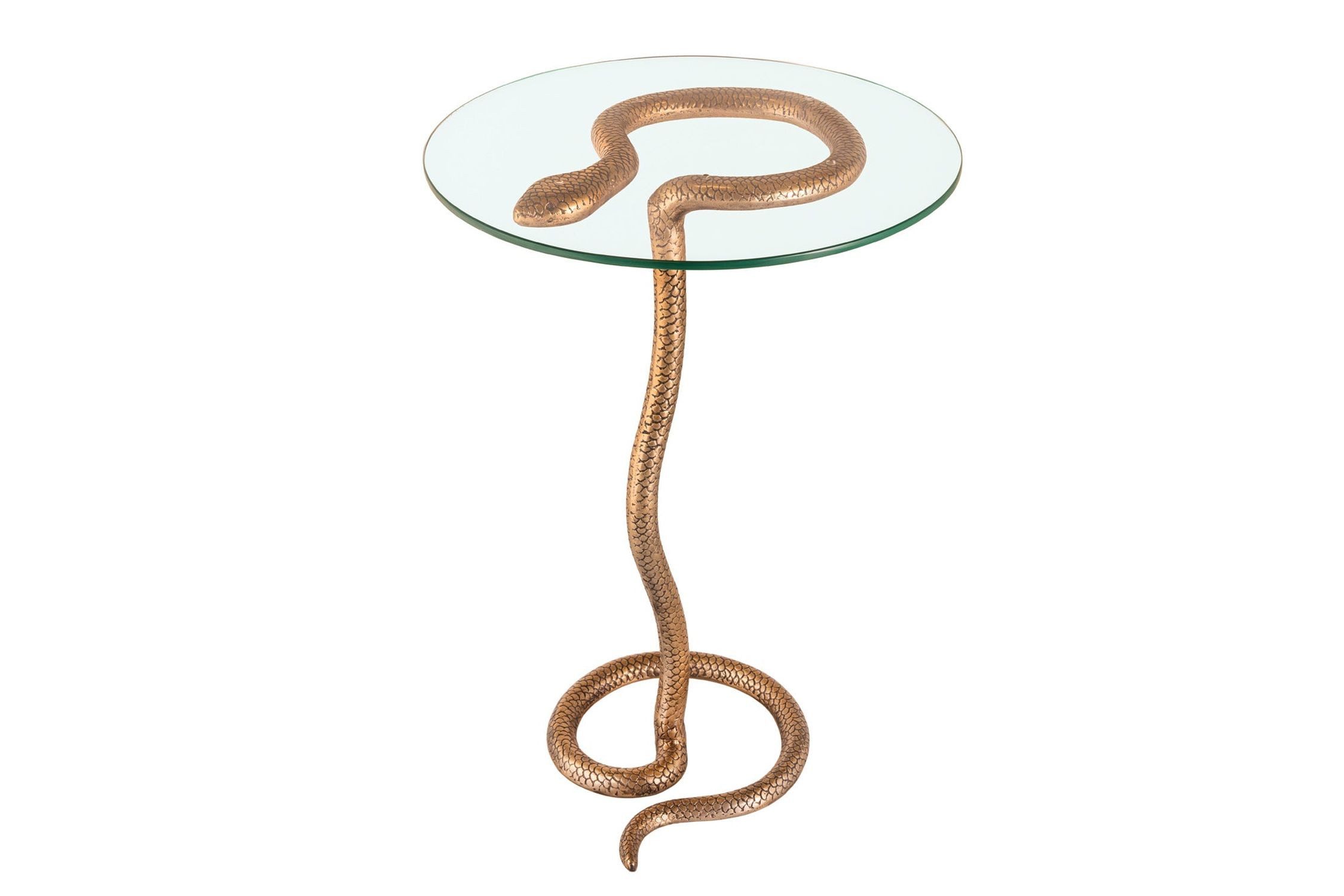 Licht-Erlebnisse Beistelltisch TIGRIS, Handarbeit aus Hartglas Metall in Kupfer 45 x 45 x 62 cm (LxBxH)