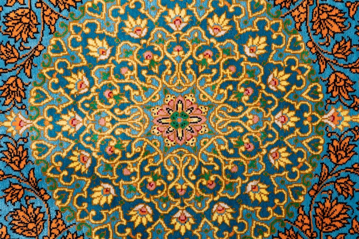 Nain Orientteppich, 3 40x61 mm Signiert Mousavi Trading, Höhe: rechteckig, Handgeknüpfter Seidenteppich Ghom Seide