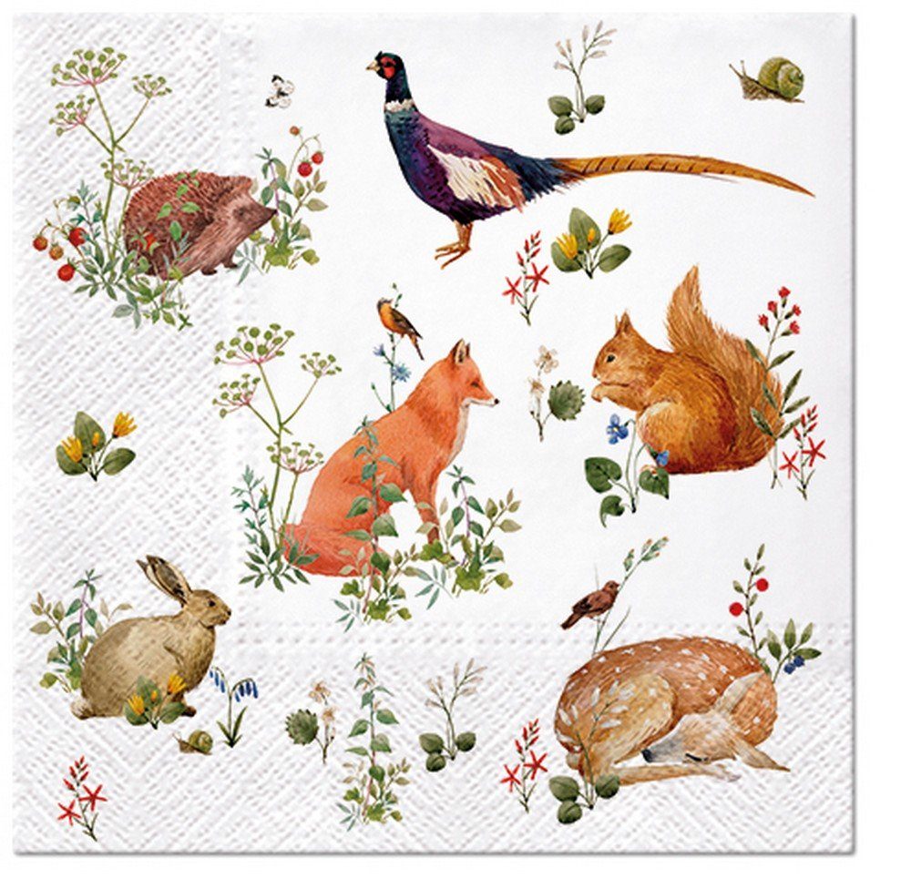 PAW Sp. z o.o. Papierserviette 20 Servietten Wild Forest Animals 33x33cm, (20 St)