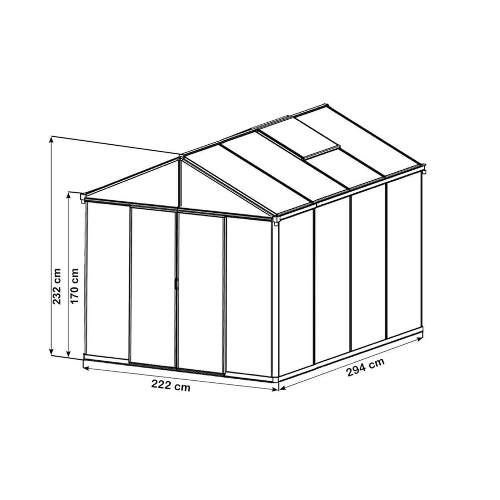 GFP Gewächshaus Premium 22, 10 mm Wandstärke, mit 2 automatischen Fensteröffnern