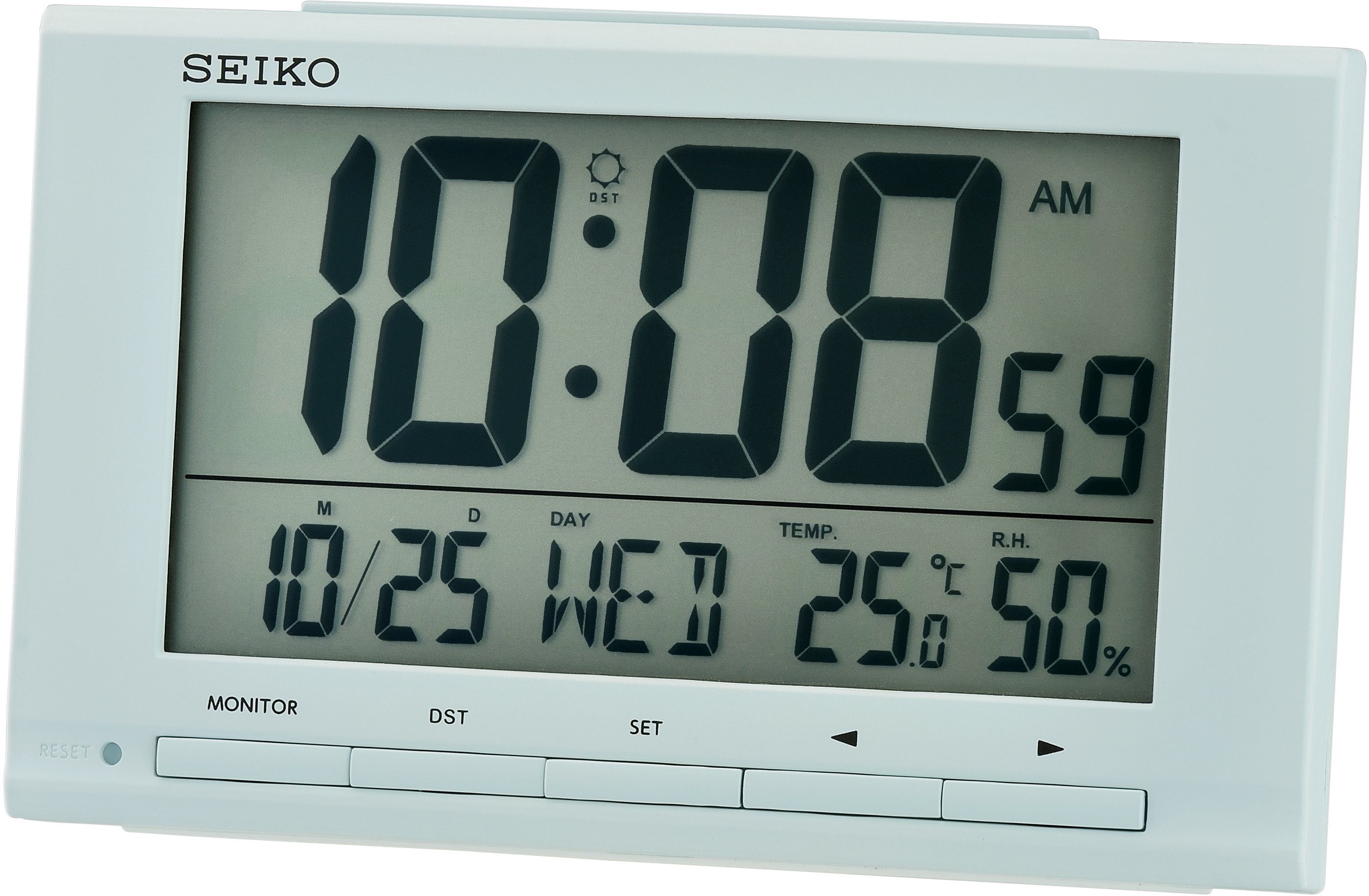 Seiko Quarzwecker LCD-Wecker Light Blue, QHL090L Wecker, Digitalwecker, Schlafzimmer,Innentemperatur, Schlummerfunktion