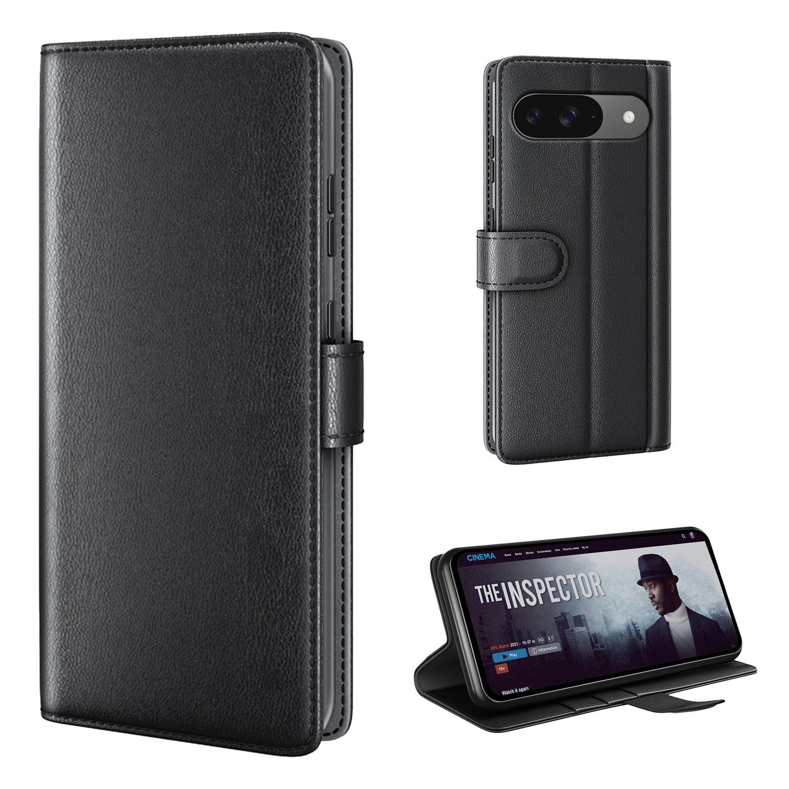Tec-Expert Handyhülle Echtleder Hülle für Google Pixel 9 6.3 Zoll, 6.3", Cover Klapphülle Case mit Kartenfächern und Geldfach aufstellbar