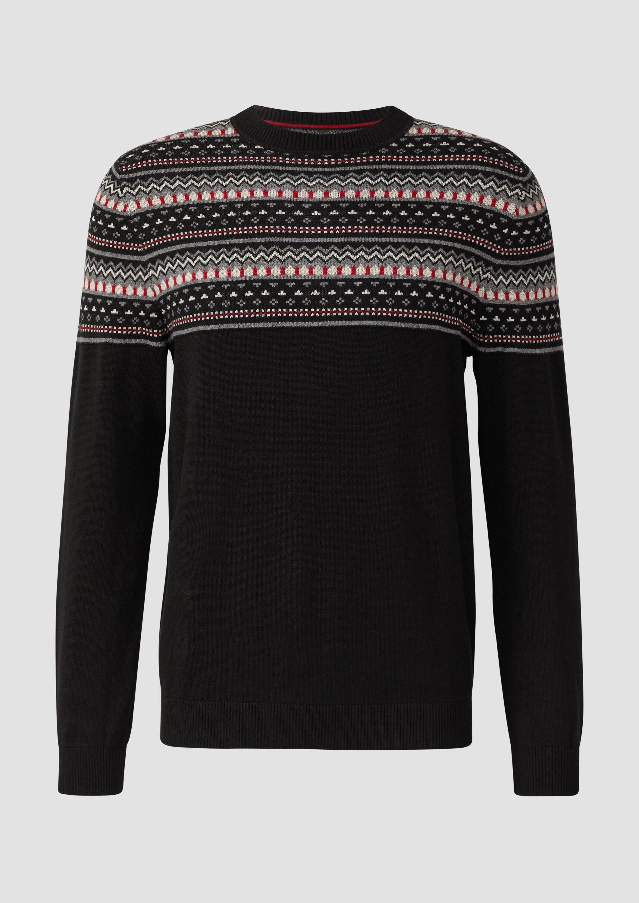 s.Oliver Longpullover Strickpullover Baumwollpullover mit Norwegermuster