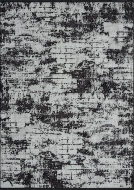 Teppich Vintage-Teppich Bro-Vintage aus reinem Polyester, TaraCarpet, rechteckig, Höhe: 10 mm, moderner edler BOHO Vintage grau Wohnzimmer Schlafzimmer 080x150 cm