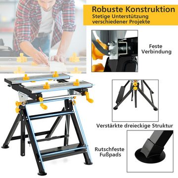 COSTWAY Werkbank Werktisch, 4-Fach neigbar, klappbar, 100 kg belastbar