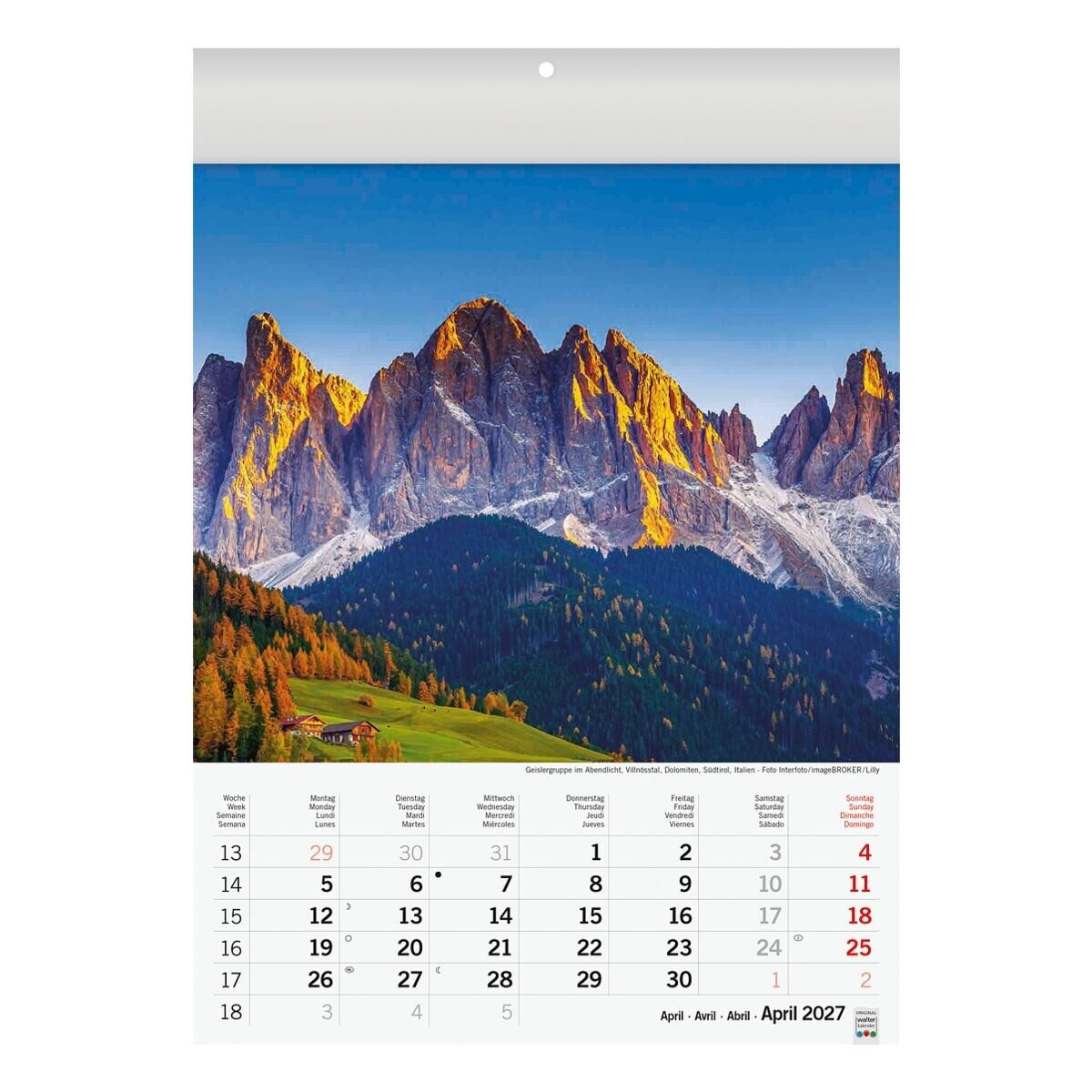 BRUNNEN Kunstkalender Sonnentage Alpen, 1 Monat = 1 Seite – Bild 5 von 5