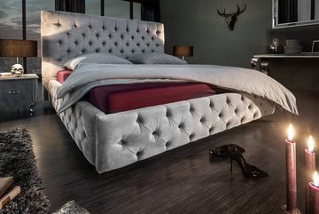 riess-ambiente Polsterbett PARIS 160x200cm grau (Einzelartikel, 1-tlg), Schlafzimmer · Samt · Ziersteppung · Chesterfield-Design