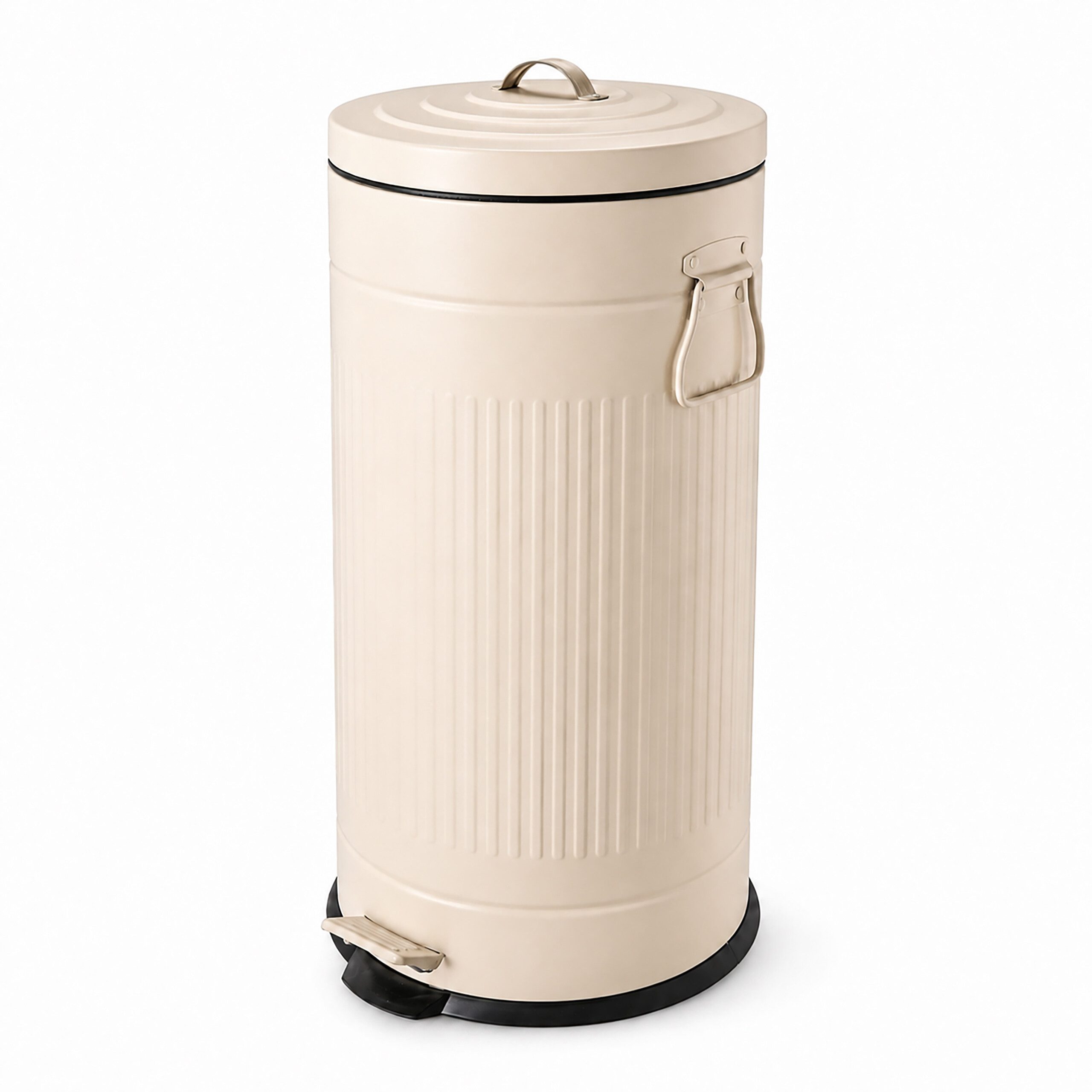relaxdays Mülleimer Retro Mülleimer 30 Liter, Beige