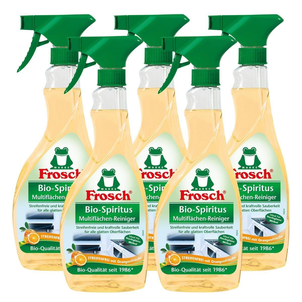5x Frosch Orangen Multiflächen-Reiniger Sprühflasche 500 ml Glasreiniger