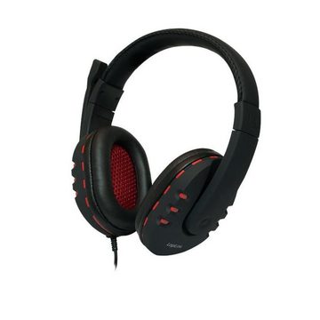 LogiLink HS0033 Stereo-Headset (USB, integrierte Steuerung, Over Ear, 2 m Kabel, Schwarz / Rot)