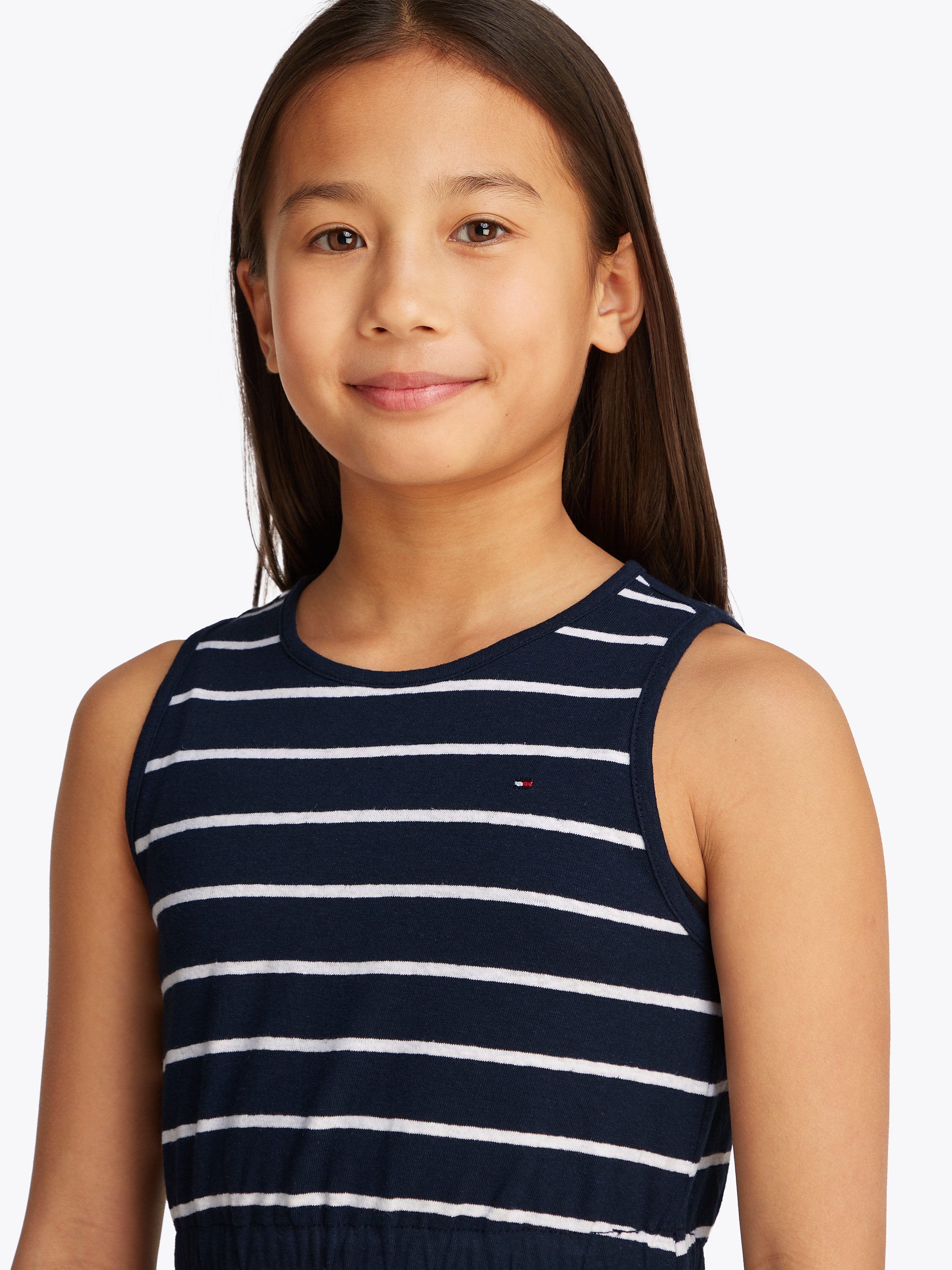 Tommy Hilfiger Jerseykleid LINEN JERSEY DRESS SLVLS mit Streifenmuster, mit Logostickerei