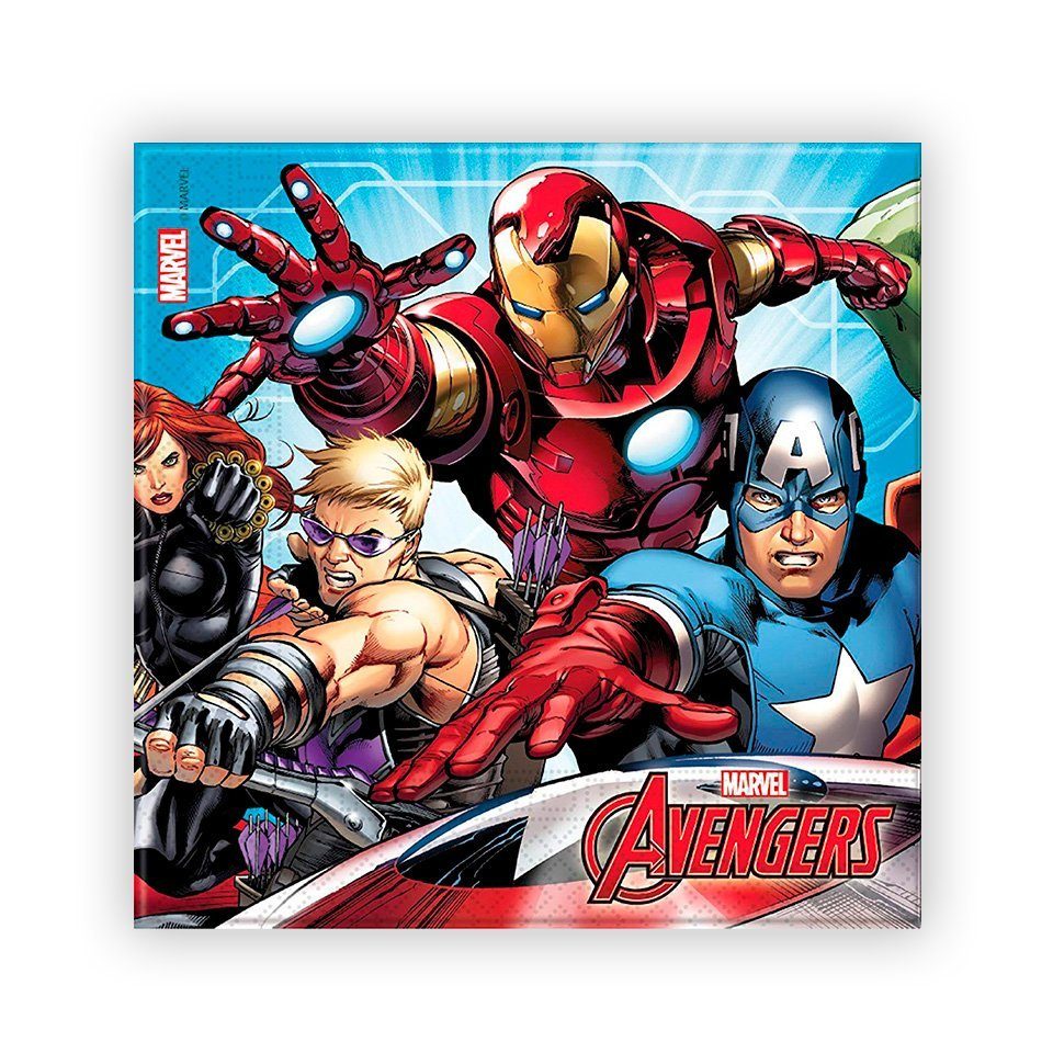 Einweggeschirr-Set Servietten, Metamorph Partydeko Deine Avengers Superhelden-Mottoparty 20 Geburtstag! Mighty für Papier, zum