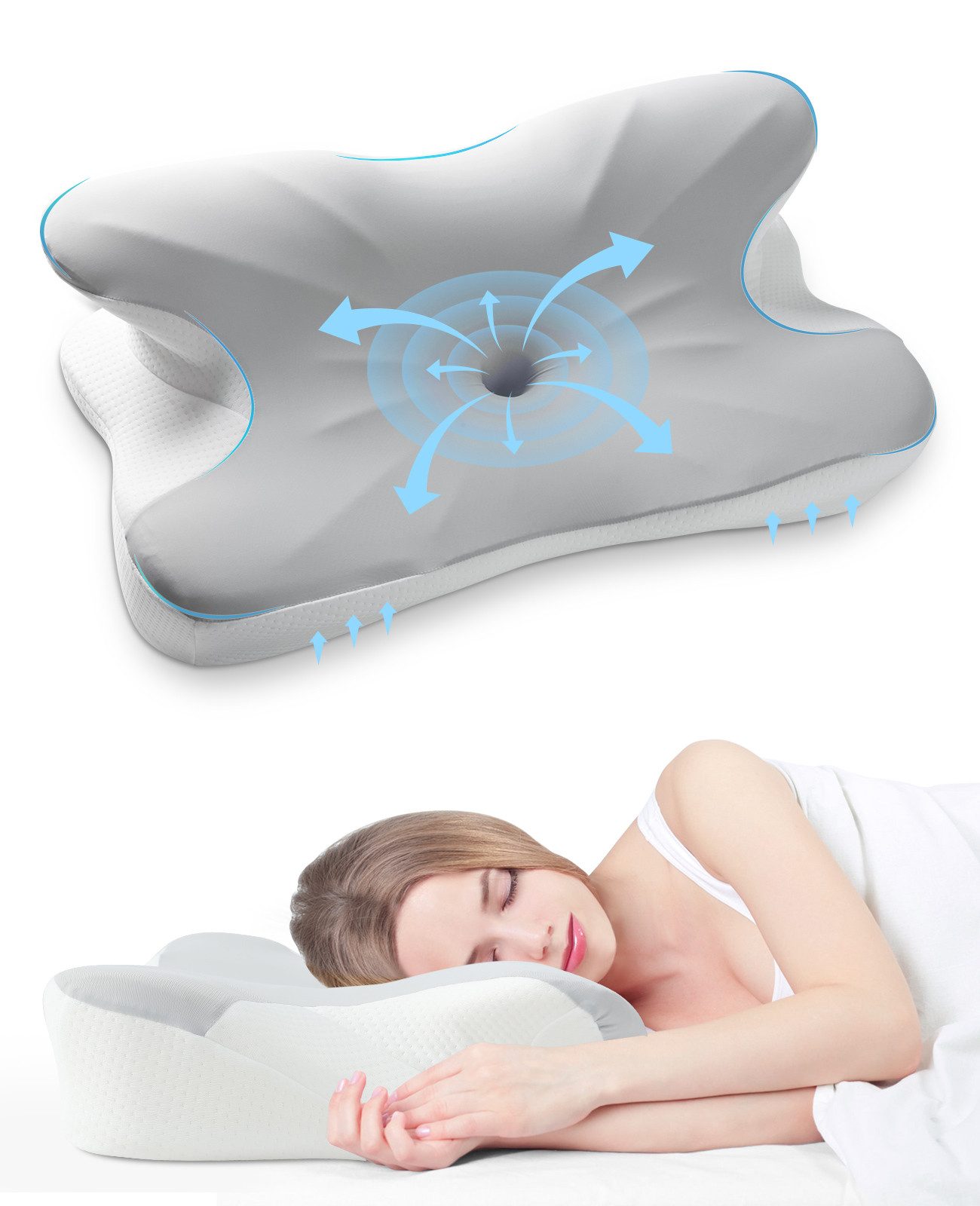 Luxear Nackenstützkissen 7/10cm Höhe Ergonomisches Kopfkissen günstig online kaufen