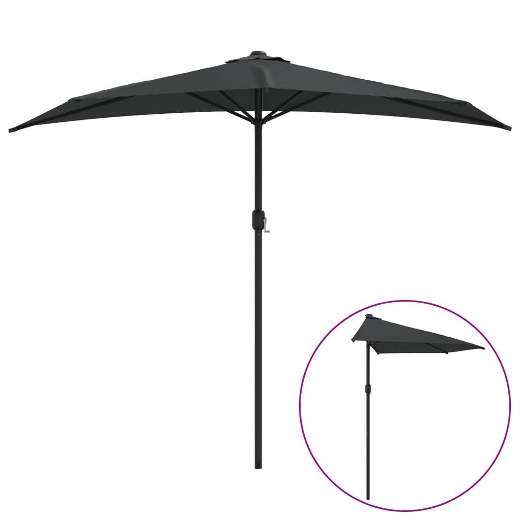 furnicato Sonnenschirm Balkon-mit Alu-Mast Anthrazit 270x144 cm Halbrund, LxB: 144x270 cm