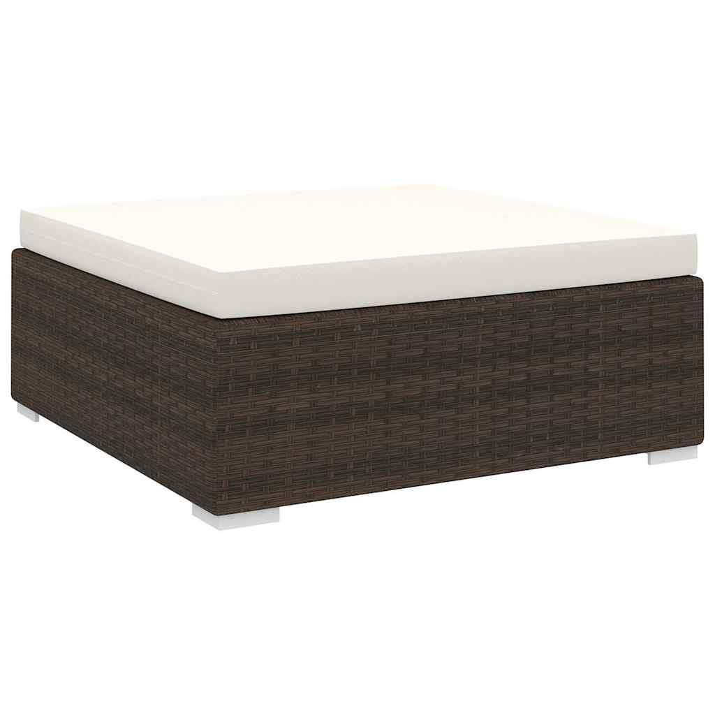 vidaXL Hocker Modular-Fußhocker mit Kissen Poly Rattan Braun (1 St)