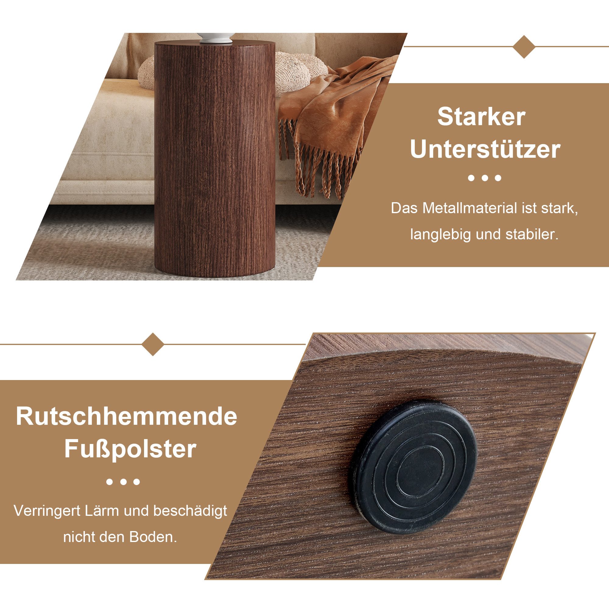 gopop Wohnzimmertisch rund 30cm, Beistelltisch Satztisch zylindrisch (1-St), Stilvoller Begleiter – kompakt, modern und vielseitig einsetzbar