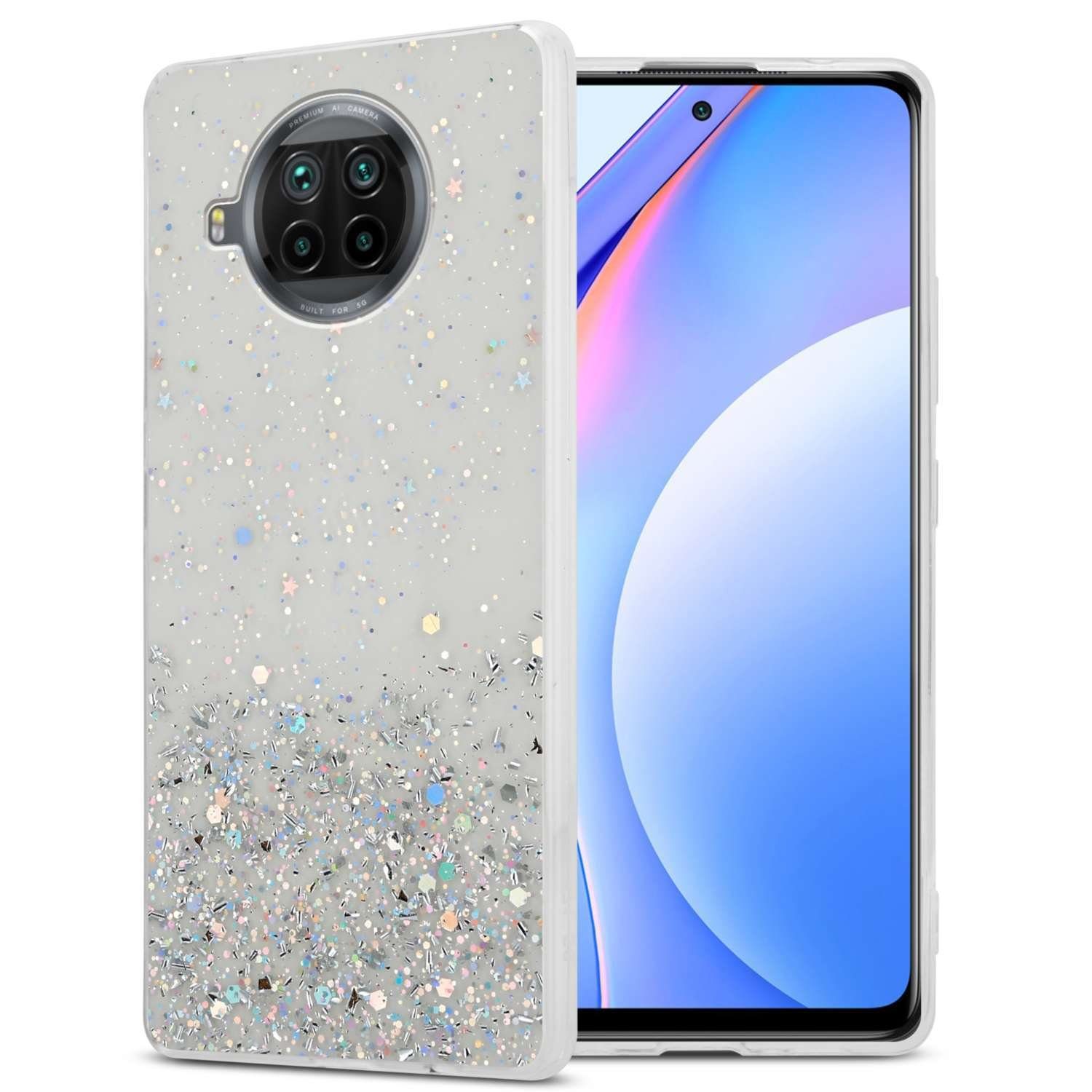 Cadorabo Handyhülle für Xiaomi Mi 10T LITE Hülle Xiaomi Mi 10T LITE, Flexible TPU Silikon Handy Schutzhülle - Hülle - mit Glitzer