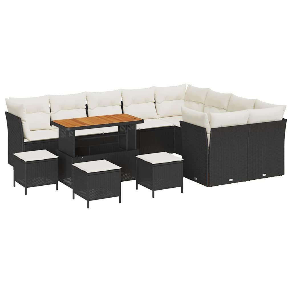 vidaXL Gartenlounge-Set Gartensofa-set 13 pcs Schwarz Poly-Rattan, (13-tlg)