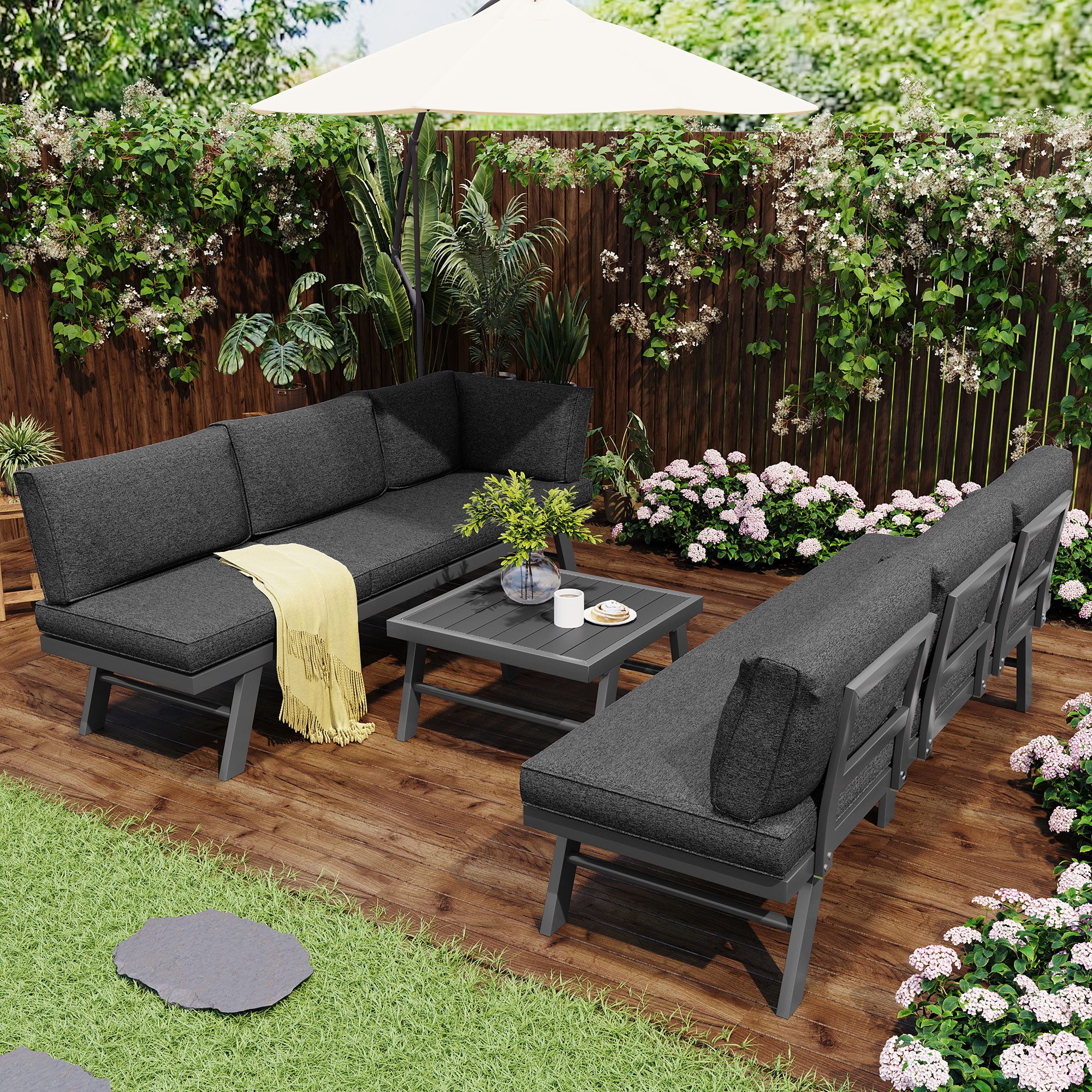 Flieks Gartenlounge-Set, 6-Sitzer Gartenmöbel Sofagarnitur aus günstig online kaufen