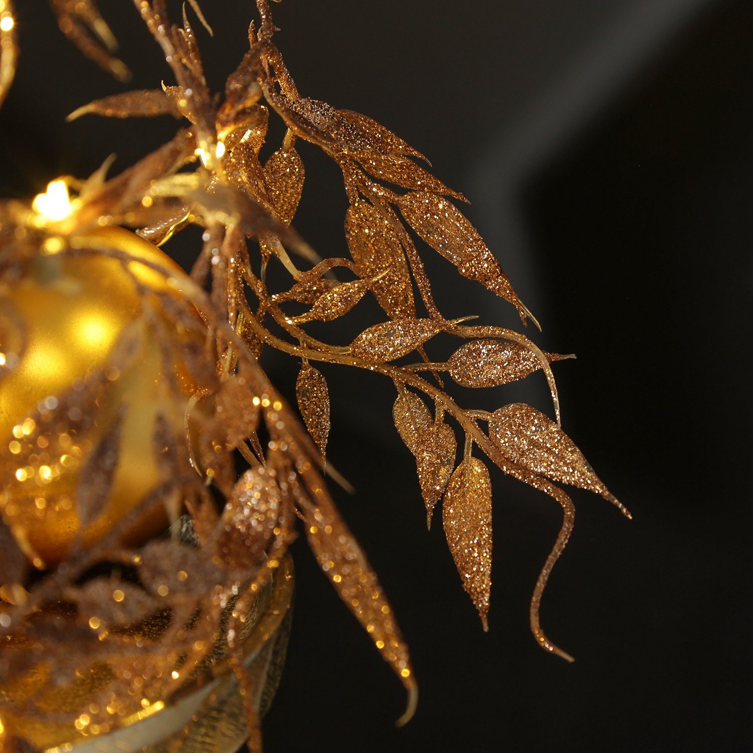 MARELIDA LED-Lichterkette Drahtlichterkette glitzernde Blätter Deko Girlande biegsam 150cm rosa, 30-flammig