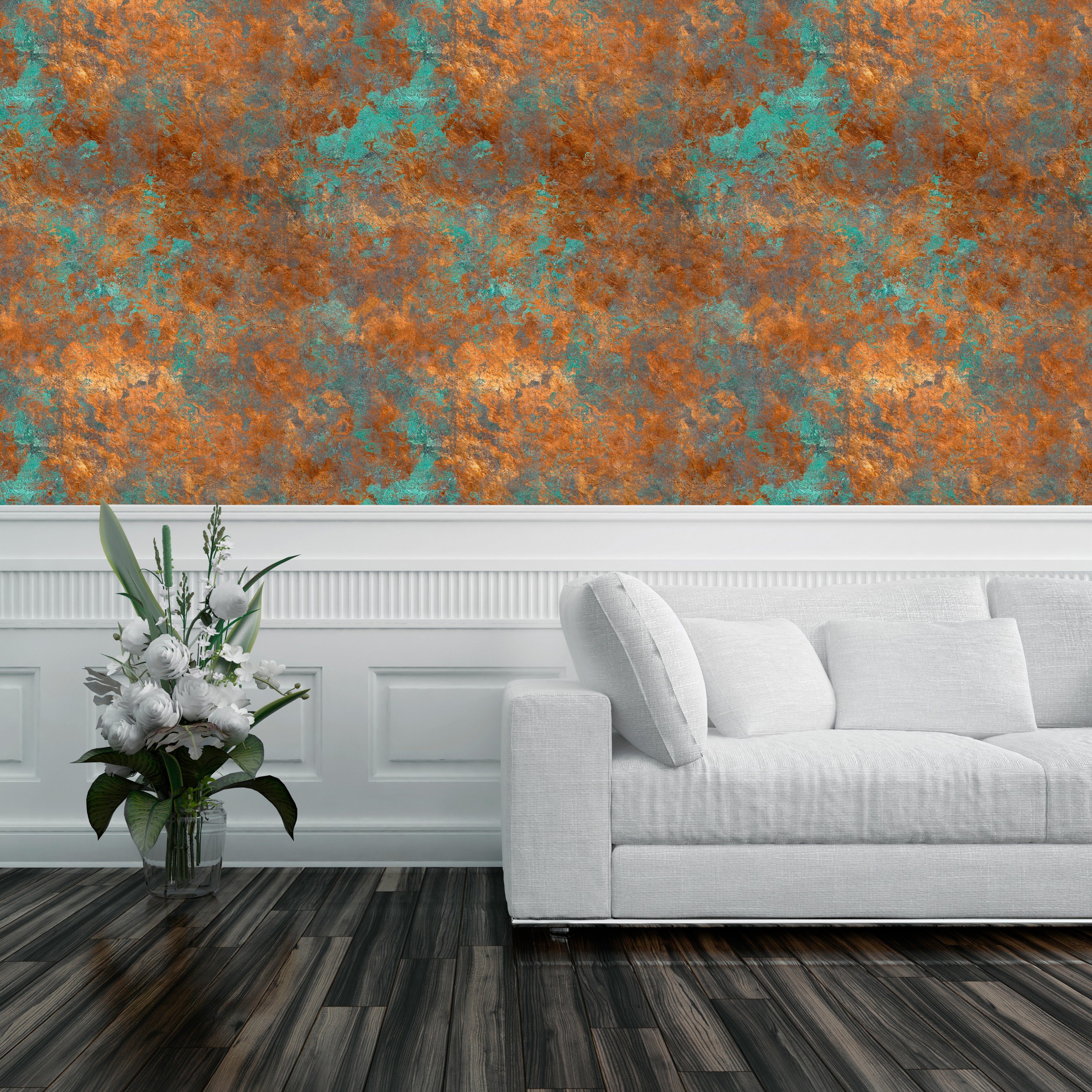 queence Vinyltapete Ouxealie, glatt, Abriebeffekte, Steinoptik, bedruckt, clean, minimalistisch, unifarben, 90x250cm, selbstklebend, kinderleichte Anbringung, Sticker