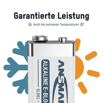 ANSMANN AG Alkaline longlife 9V Block Batterien (8 Stück) - ideal für Rauchmelder Batterie