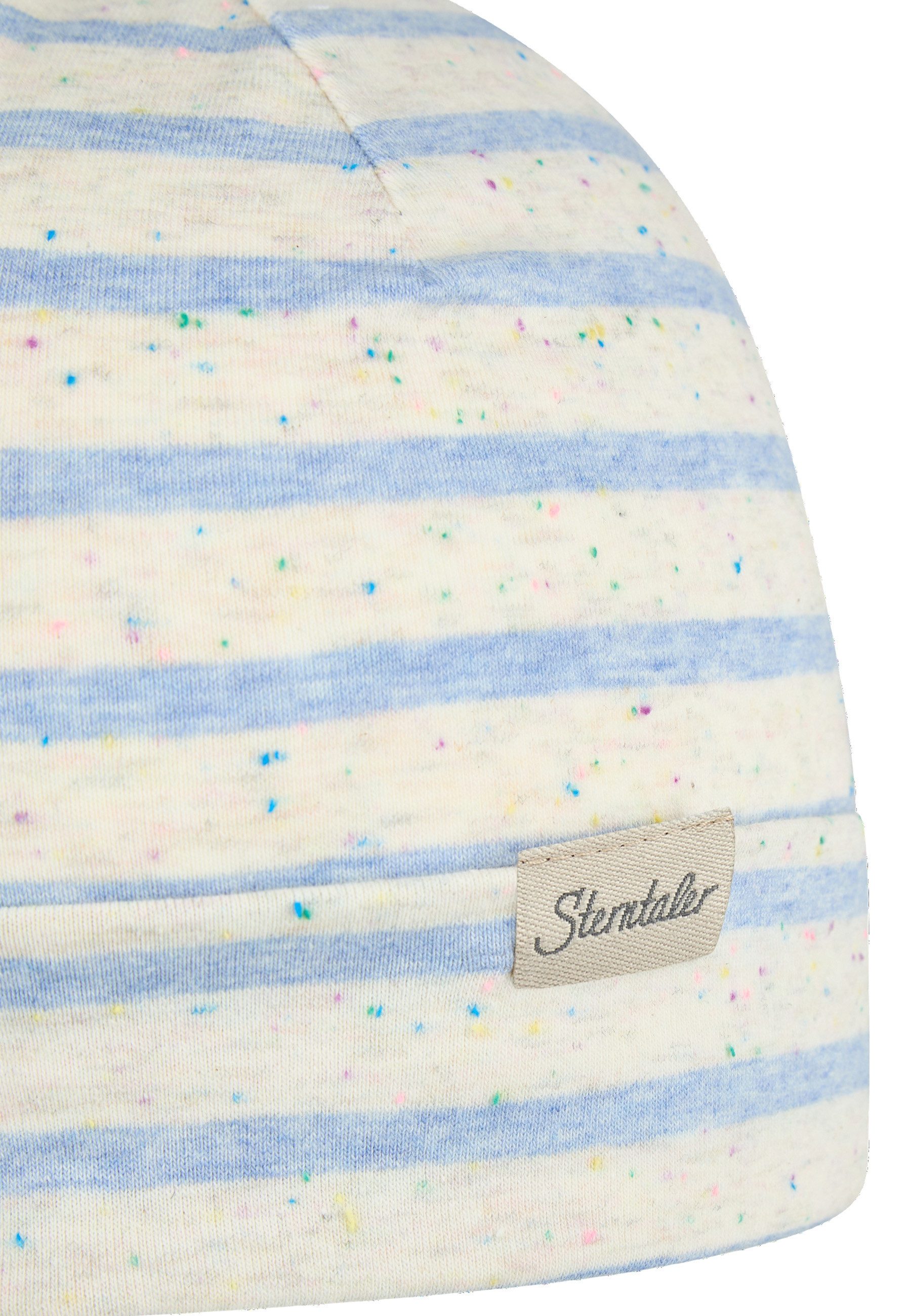 Sterntaler® Beanie UV-Schutz 50+ Beanie Streifen (1-St) Beanie aus Ringel-Melange-Jersey mit Pünktchen, 2 Tragevarianten