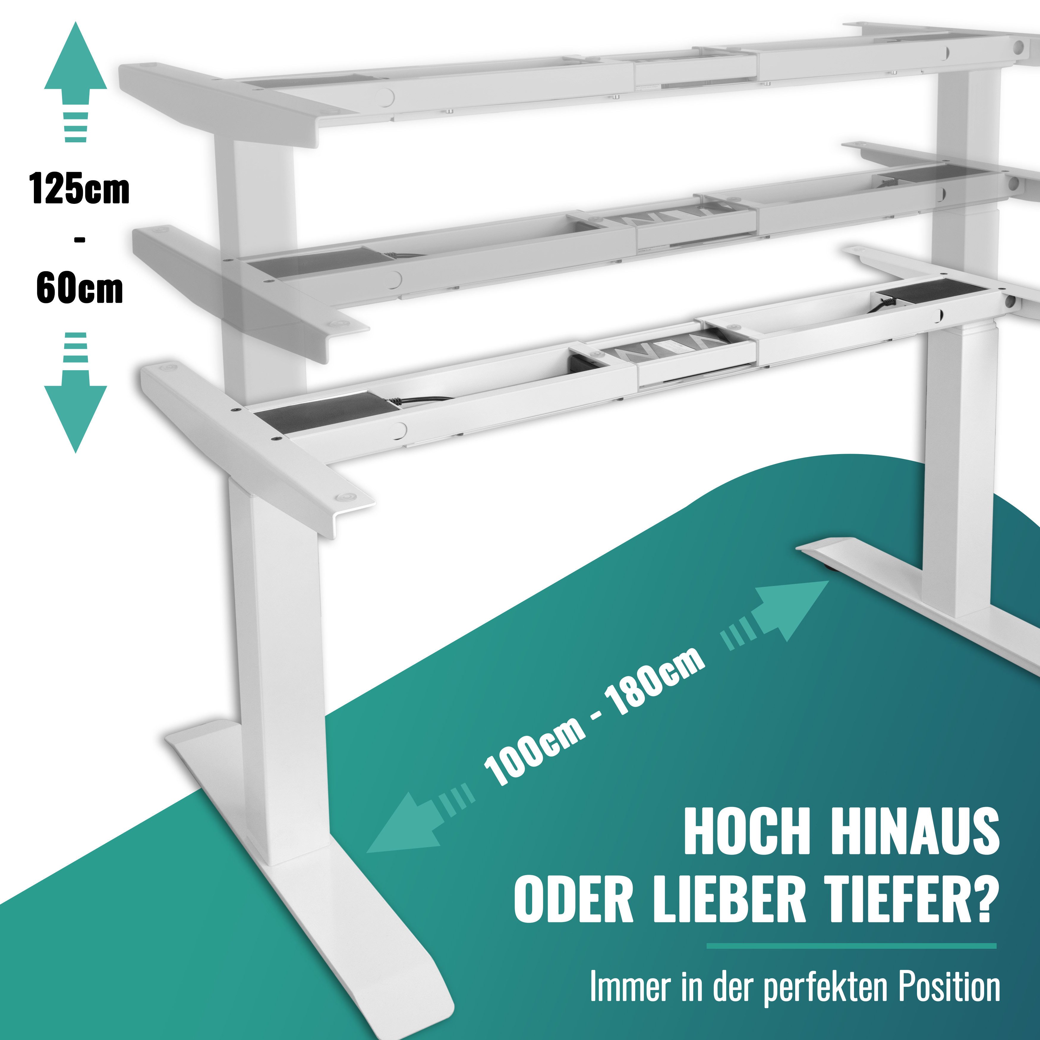 Poppstar Schreibtisch Sitz-Steh-Schreibtischgestell Dual-Motor-System (Elektrisch höhenverstellbares Schreibtisch-Gestell), mit Soft-Start/-Stop, Kollisionsschutz & 2 speicherbaren Tischhöhen