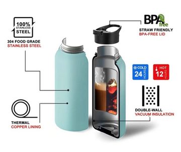 Botells Thermoflasche Thermokanne Isolierkanne Edelstahl 0,5 L, Tee, Kaffee, heiß & kalt, 500 ml, doppelwandig, auslaufsicher, Wasser f. Babynahrung