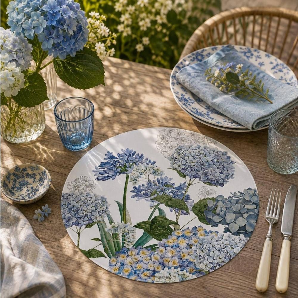 Garnier Thiebaut Platzset Jardin de Bretagne bleu Ø 38 cm von Garnier Thiebaut, (1 x Tischset)