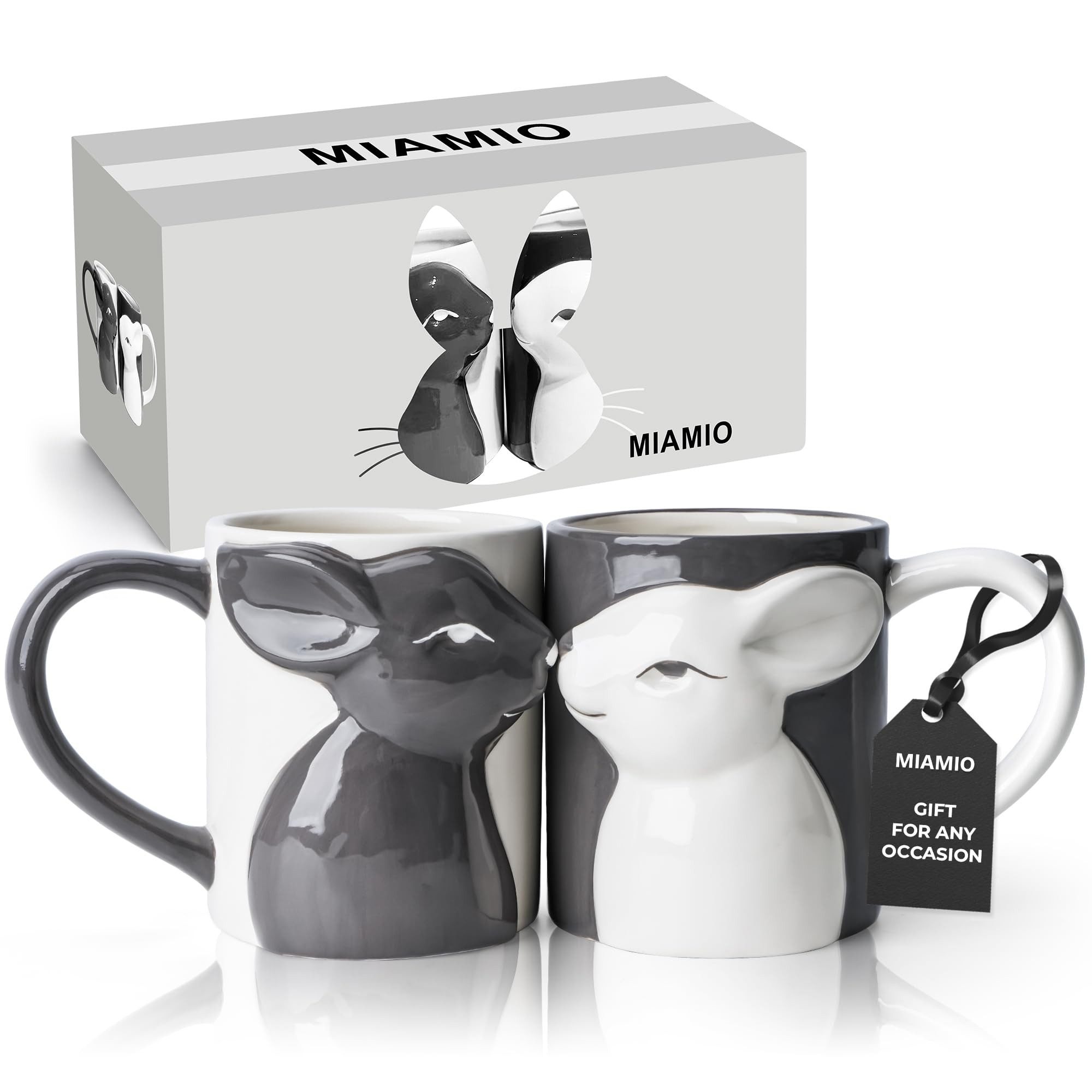 MiaMio Tasse Küssende Hasen Tassen Set (2 x 400 ml) Kaffeetassen Geschenkset, 2-tlg.