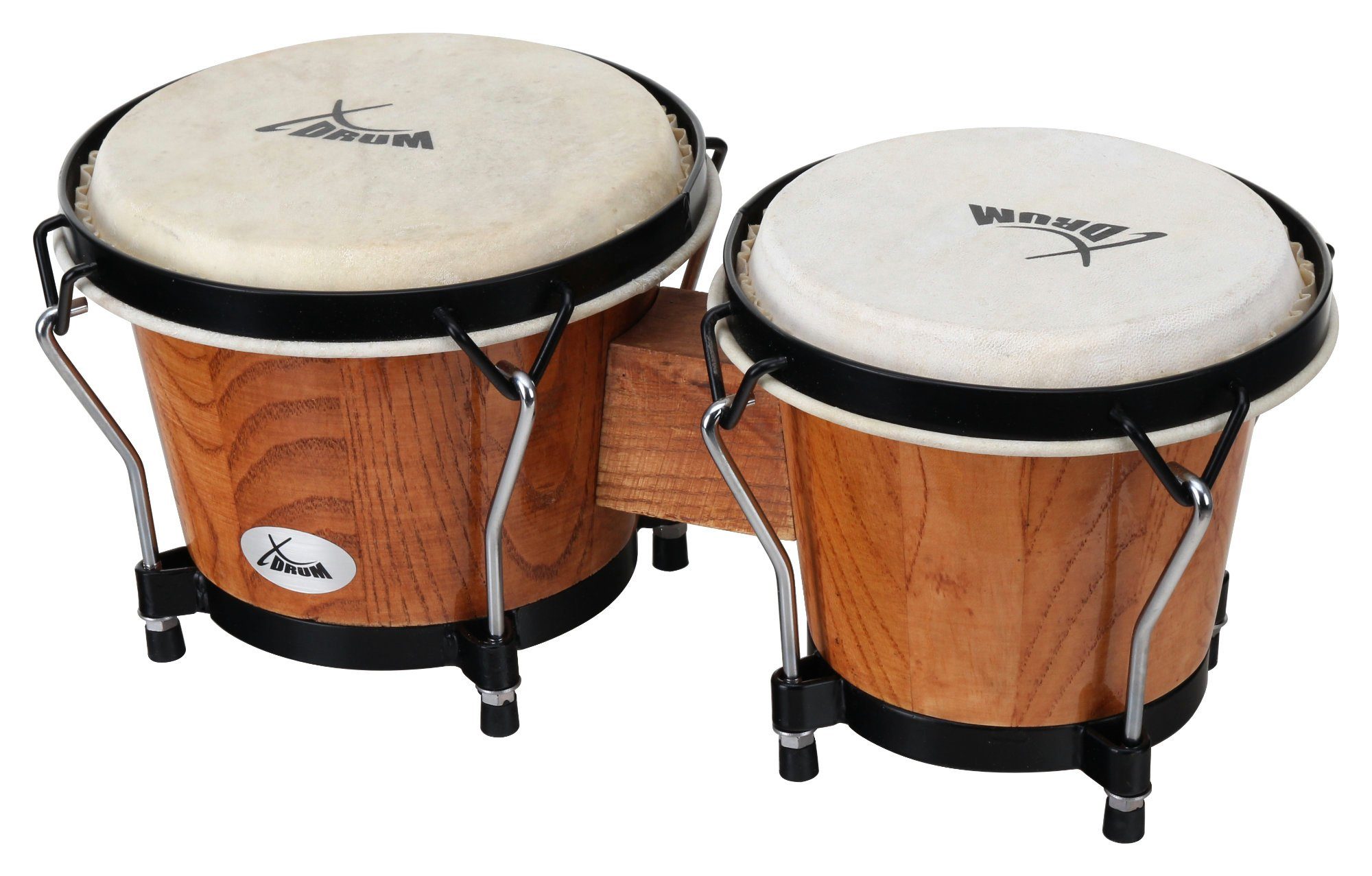 XDrum Bongo Bongos Club - 6" Macho und 7" Hembra, (3, inkl. Stimmschlüssel), mit Naturfellen und professionellem Stimmsystem