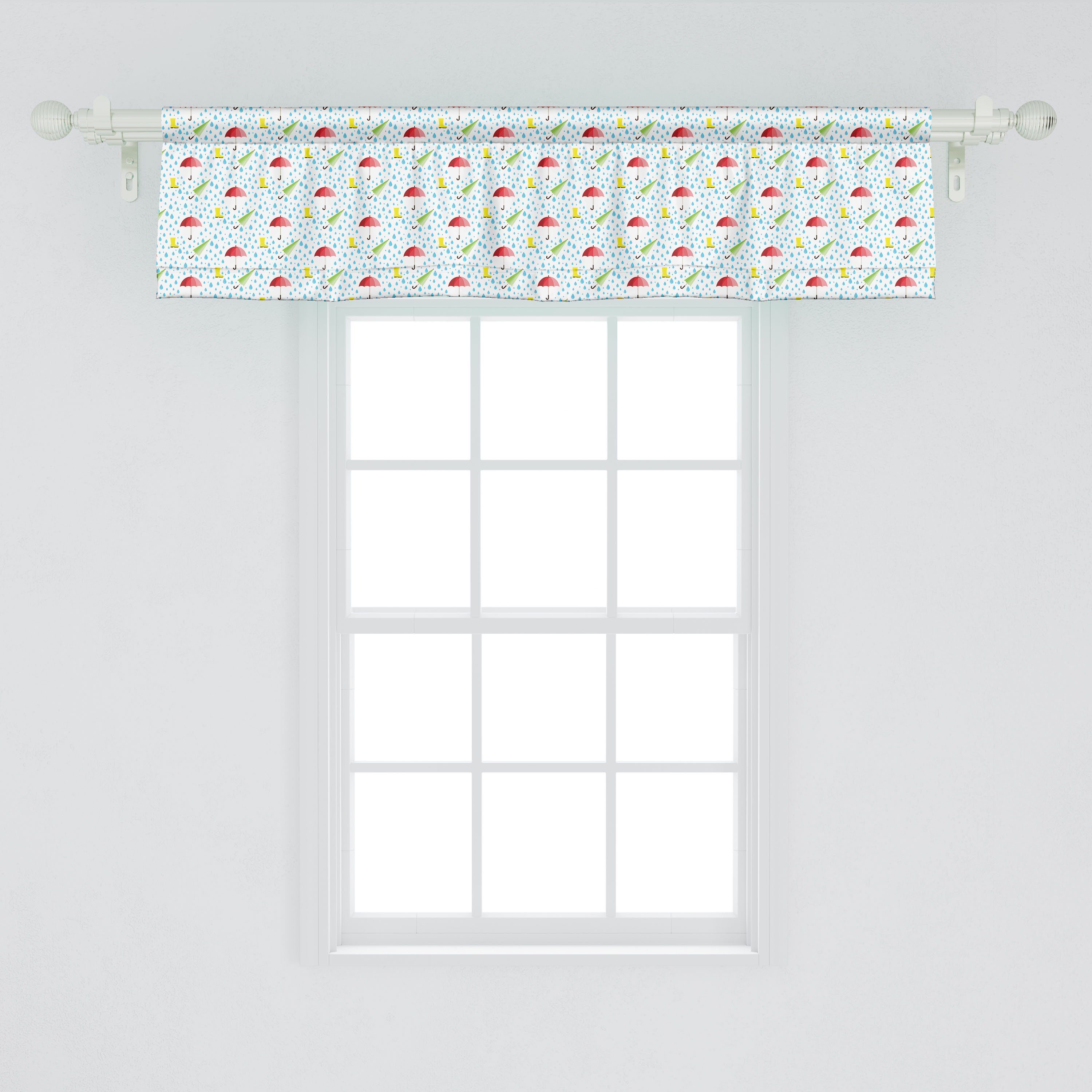 Küche Regentropfen Vorhang Grafik Schlafzimmer Stangentasche, für Microfaser, Regen Regenschirm Dekor Abakuhaus, Volant Scheibengardine mit