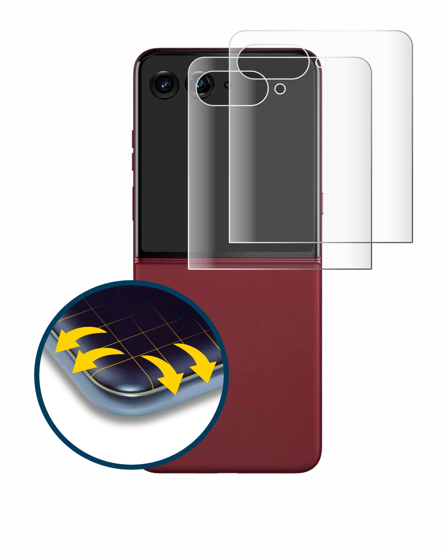 BROTECT Displayschutzfolie Fullscreen Schutzfolie für Motorola Razr 60 Ultra (Hinteres Display), 2 Stück, Displayschutz Folie Fullcover Klar Transparent