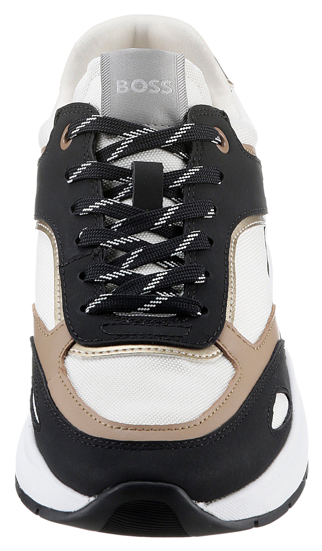 BOSS Sneaker mit gepolstertem Schaftrand schwarz-braun-creme