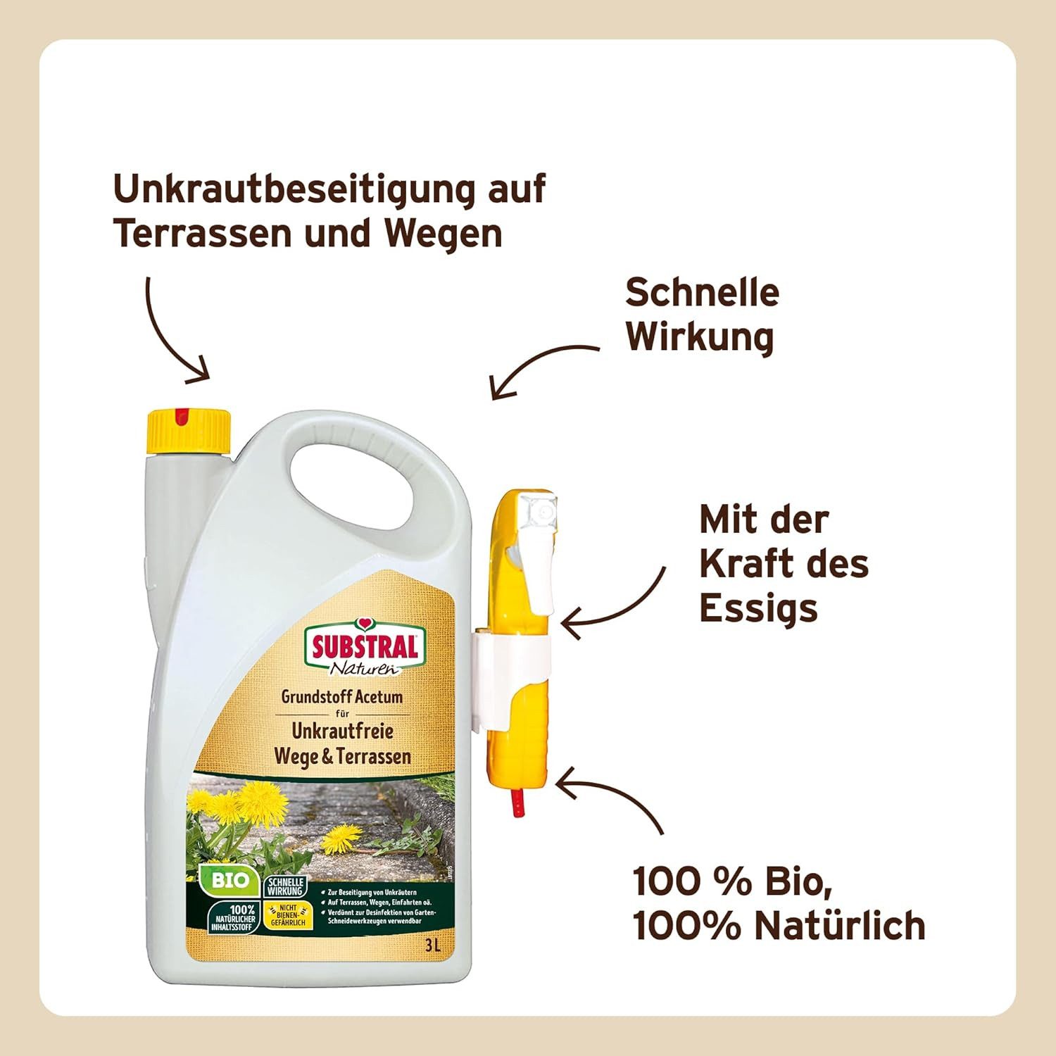 Substral Naturen Unkrautbekämpfungsmittel Substral Naturen Grundstoff Acetum 3,0 L Spray