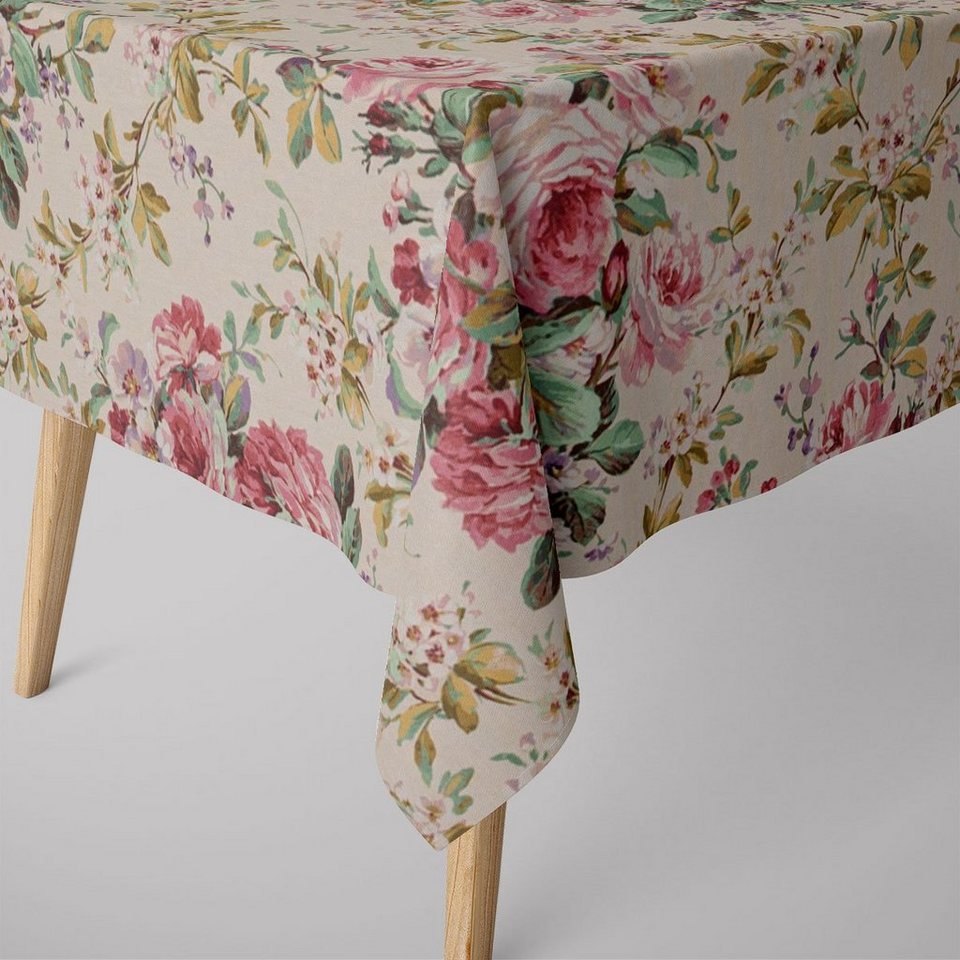 SCHÖNER LEBEN. Tischdecke Tischdecke Digitaldruck Juana Rosen rosa div.  Größen, handmade