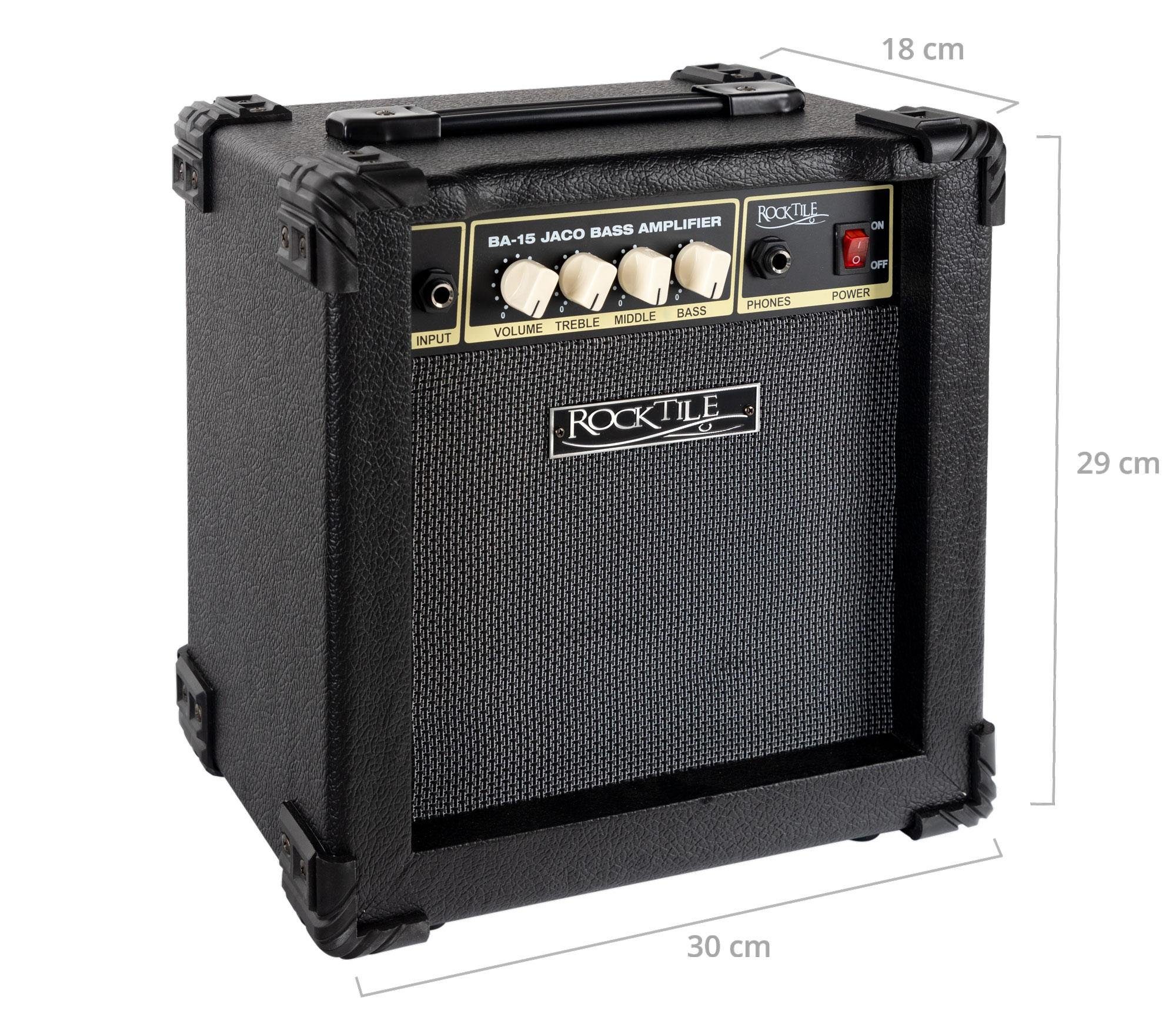 Rocktile BA-15 Jaco Basscombo Verstärker (15 W, Bassverstärker im Combo-Format - Für aktive und passive Bässe) – Bild 5 von 5