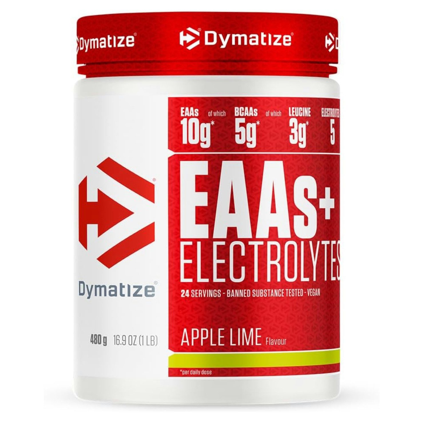 Dymatize EAAs + Electrolytes Apple Lime 480g 24 Portionen Aminosäuren Pulver, 1 er 1 St., 480 g