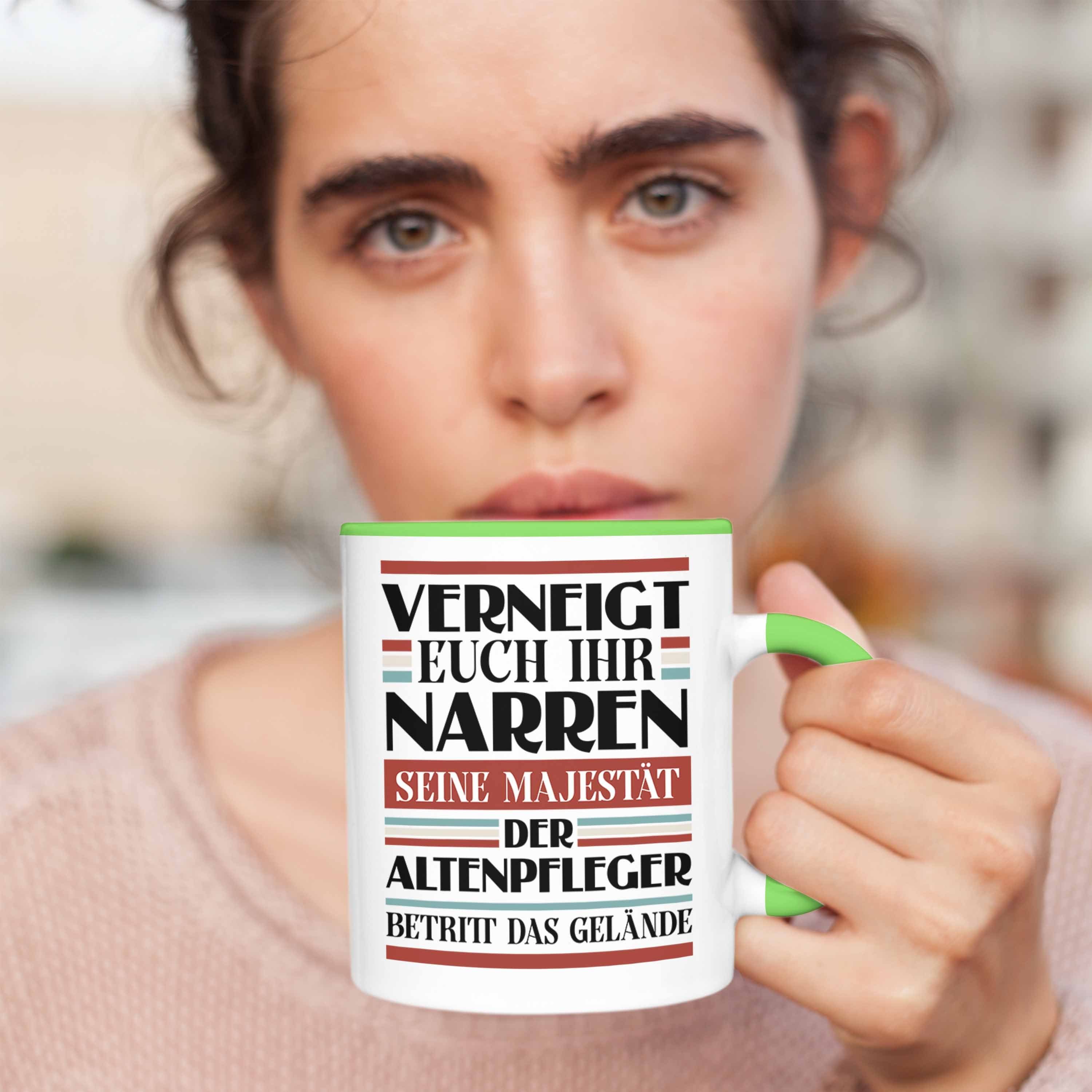 Verneigt Lustig Trendation - Geschenk Tasse Spruch Tasse Grün Trendation Altenpfleger Männer