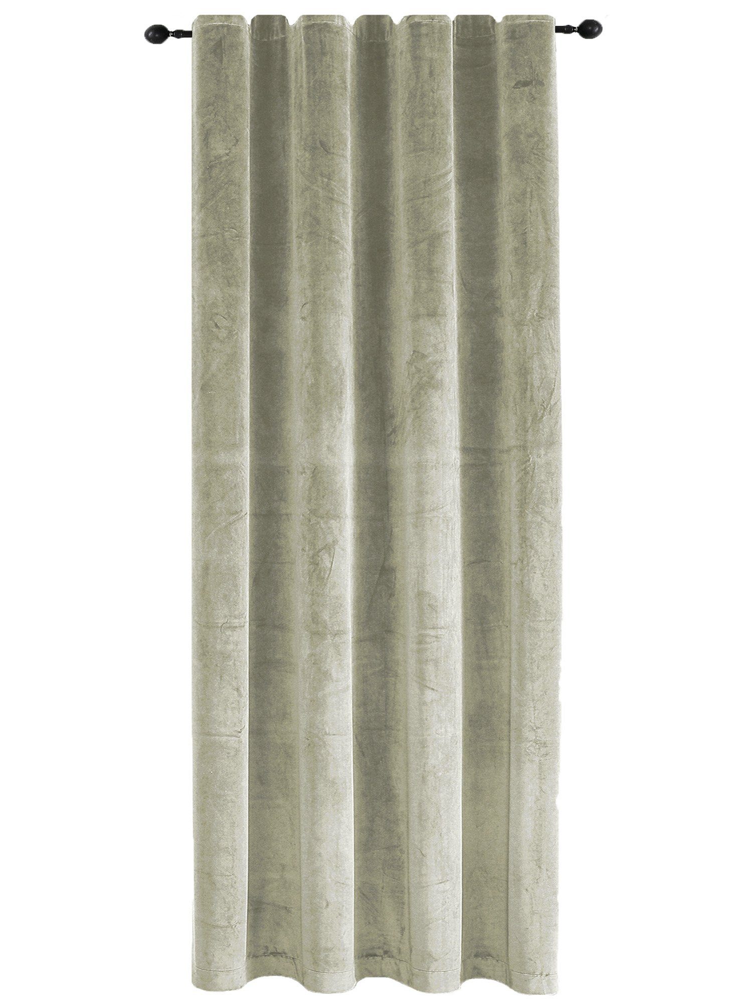 Sand Samt Verdunkelung Kräuselband Gardine Vorhang (1 140x245 blickdicht, Polyester weich Beige St), cm und Kräuselband Deko, Haus