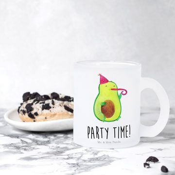Mr. & Mrs. Panda Teeglas Avocado Party Zeit - Transparent - Geschenk, Tasse mit Henkel, Glas T, Premium Glas, Liebevolles Design