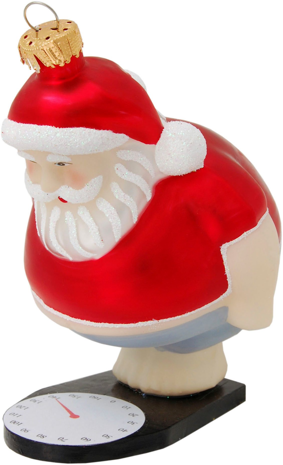 Krebs Glas Lauscha Weihnachtsbaumkugel Weihnachtsmann auf Waage OHOHOH (1 St)