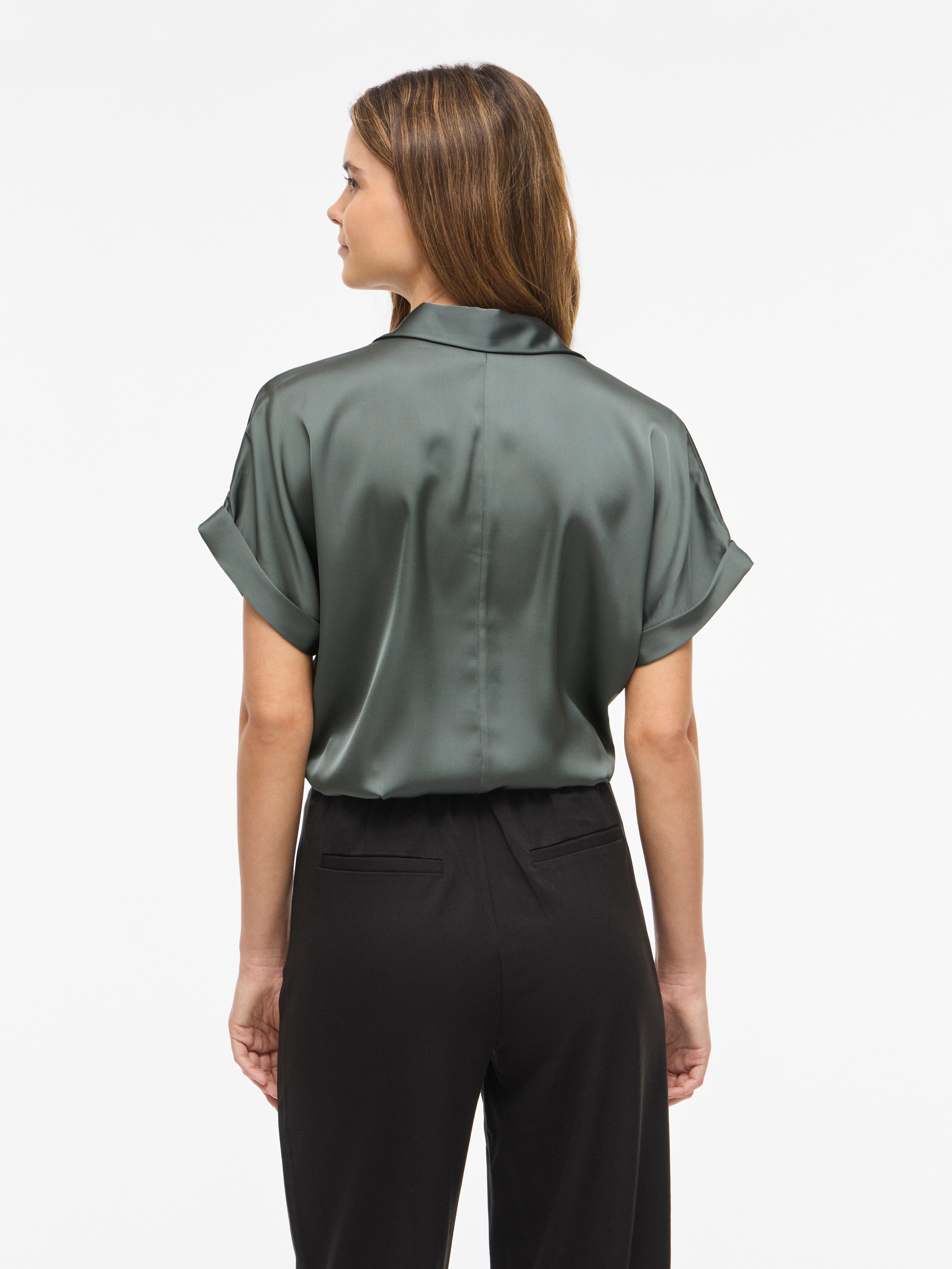 Vila Kurzarmbluse VIENNA RAVENNA S/S TOP - NOOS Kunstfaser, regular fit