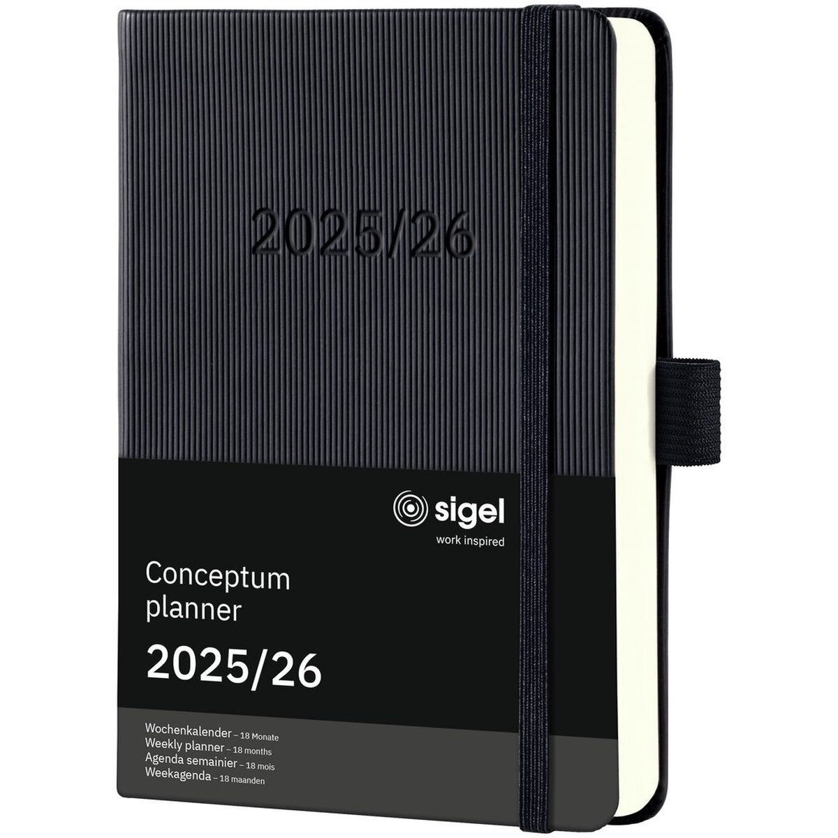 Sigel Taschenkalender Wochenkalender Conceptum ca. A6 18 Monate Hardcover schwarz 2025/2026