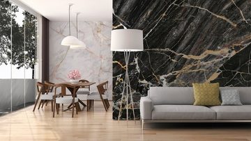 living walls Fototapete Designwalls Black gelb Marble, glatt, (5 St), Vlies, Wand, Schräge, Decke