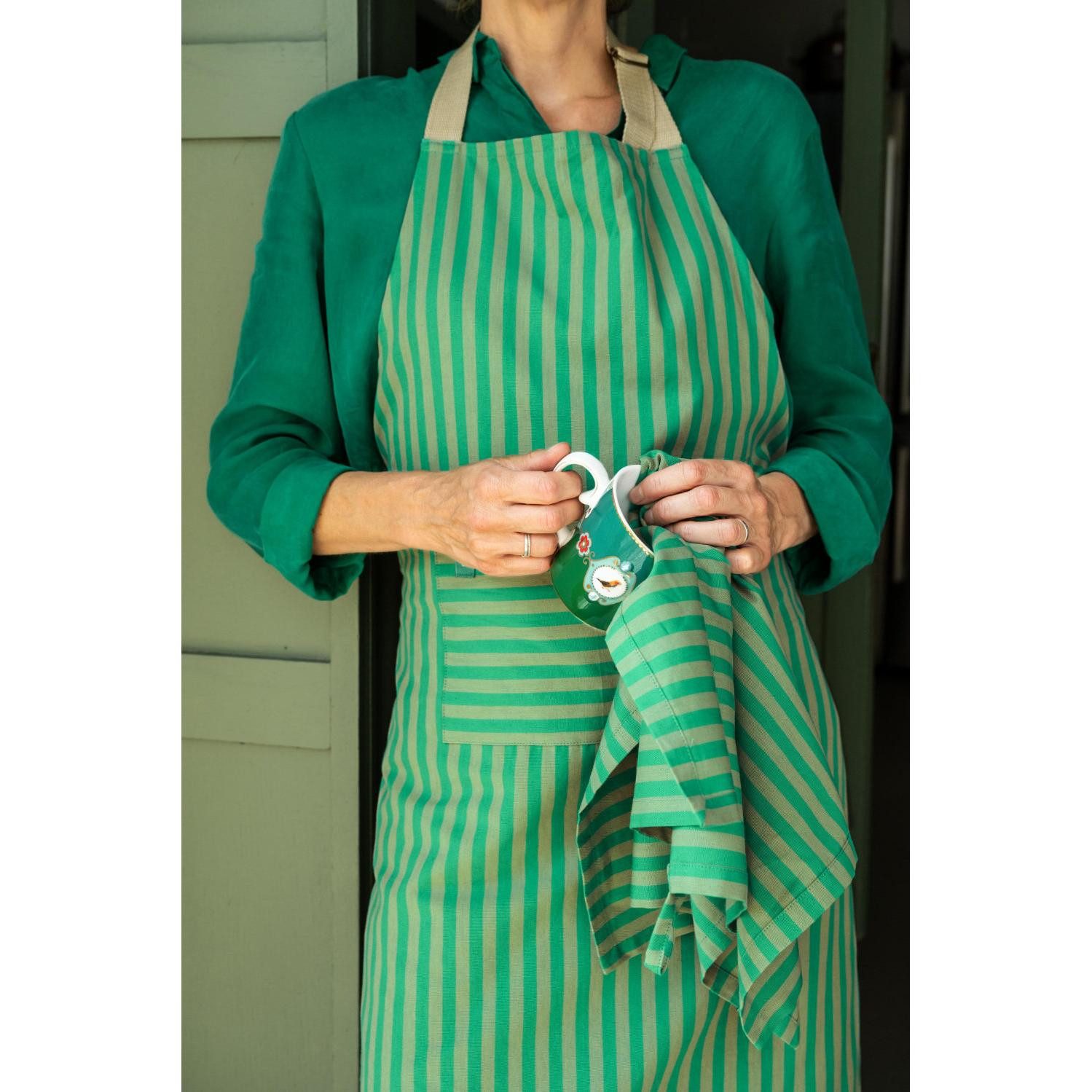 PiP Studio Geschirrtuch Geschirrtücher-Set Stripes Grün (65x65cm) (2-teilig)