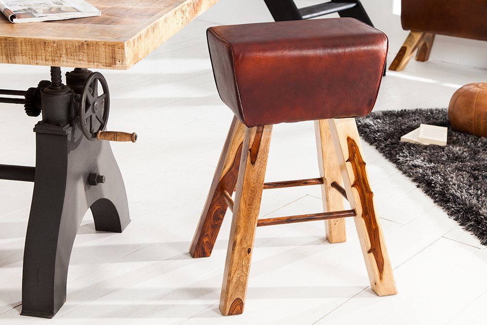 riess-ambiente Barhocker TURNBOCK 75cm coffee / natur, mit Massivholzbeinen